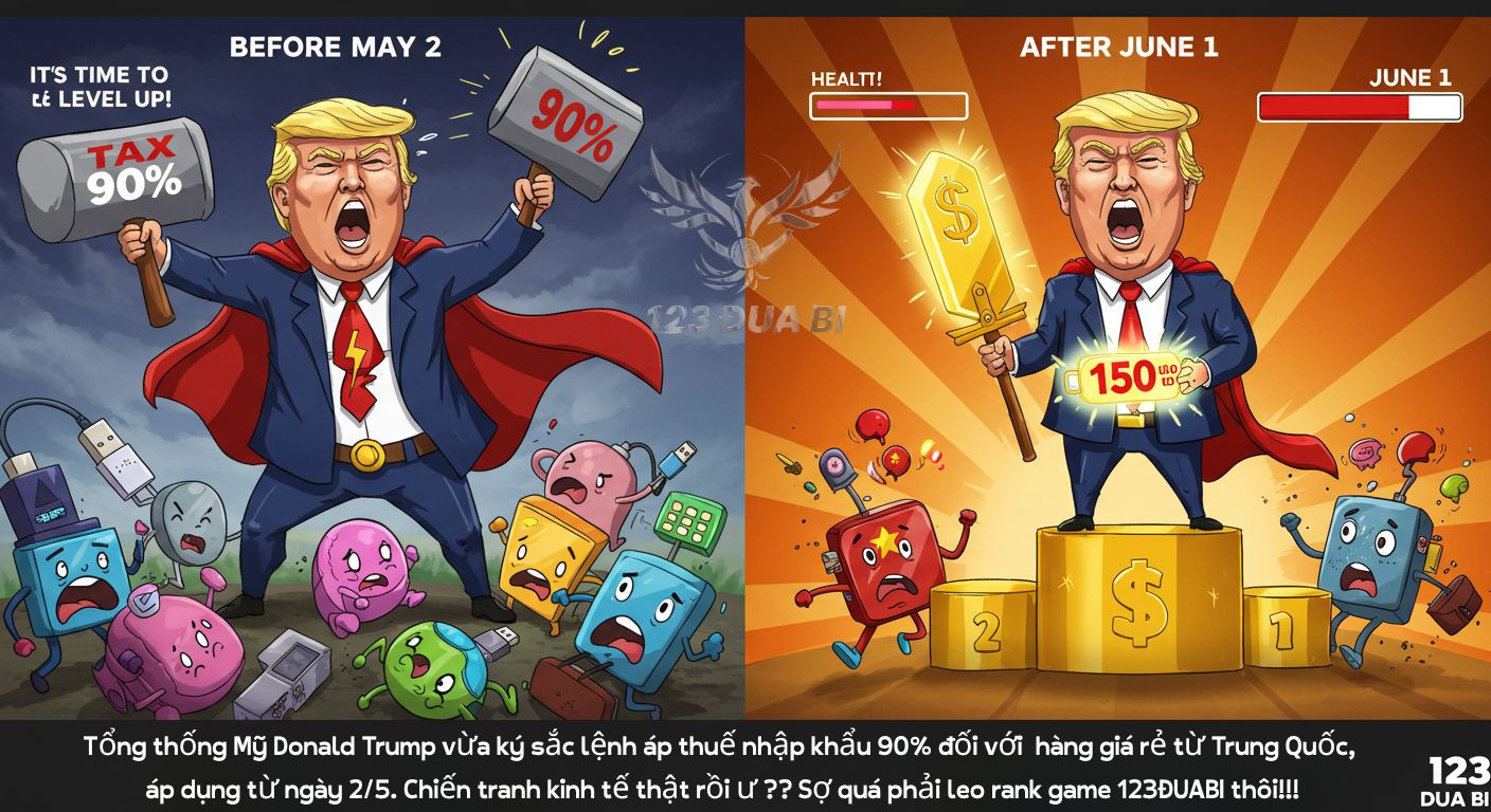 Tổng thống Mỹ Donald Trump vừa ký sắc lệnh áp thuế nhập khẩu 90% đối với hàng giá rẻ từ Trung ...jpg